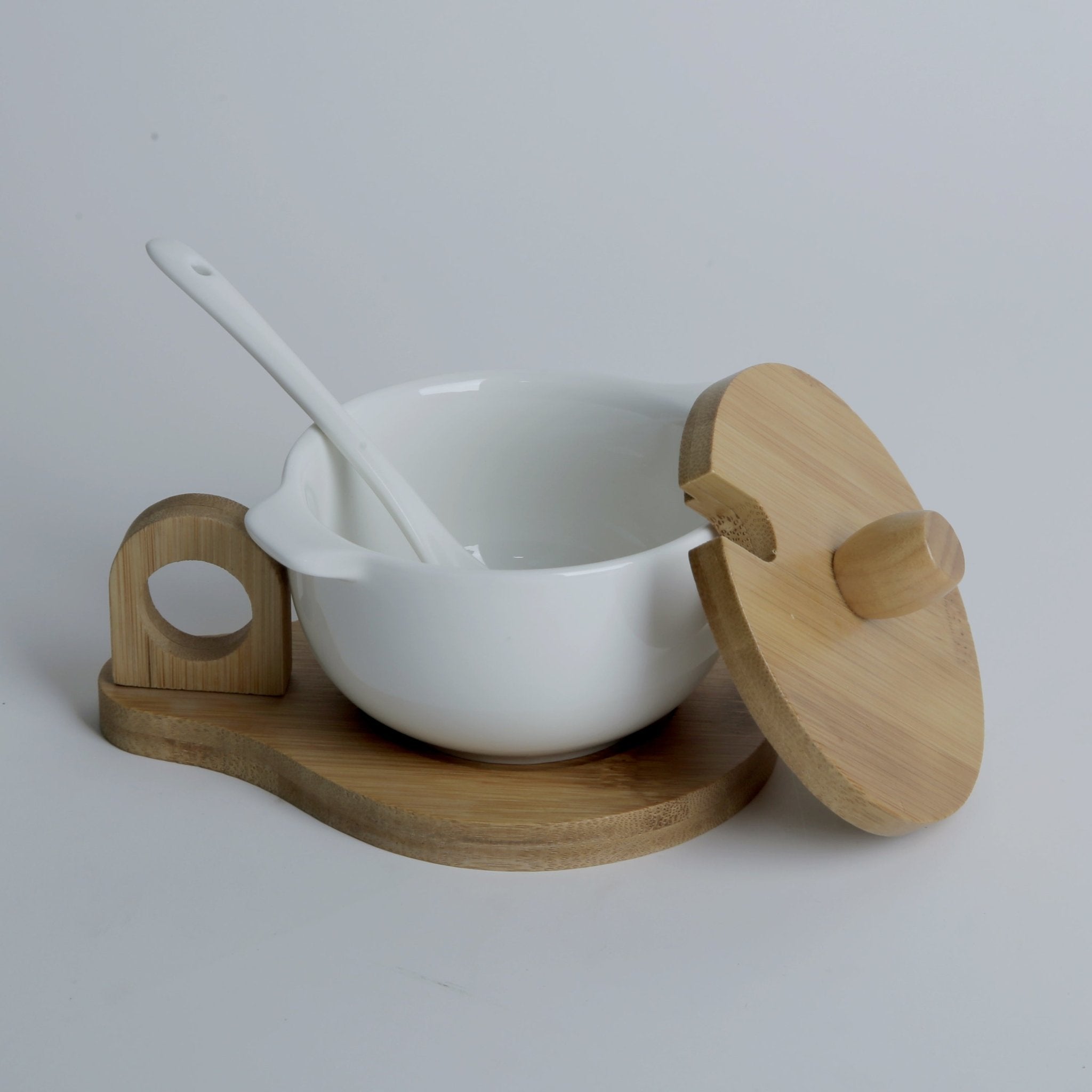 Ceramic Sugar Pot With Wooden Lid & Spoon Needs Store