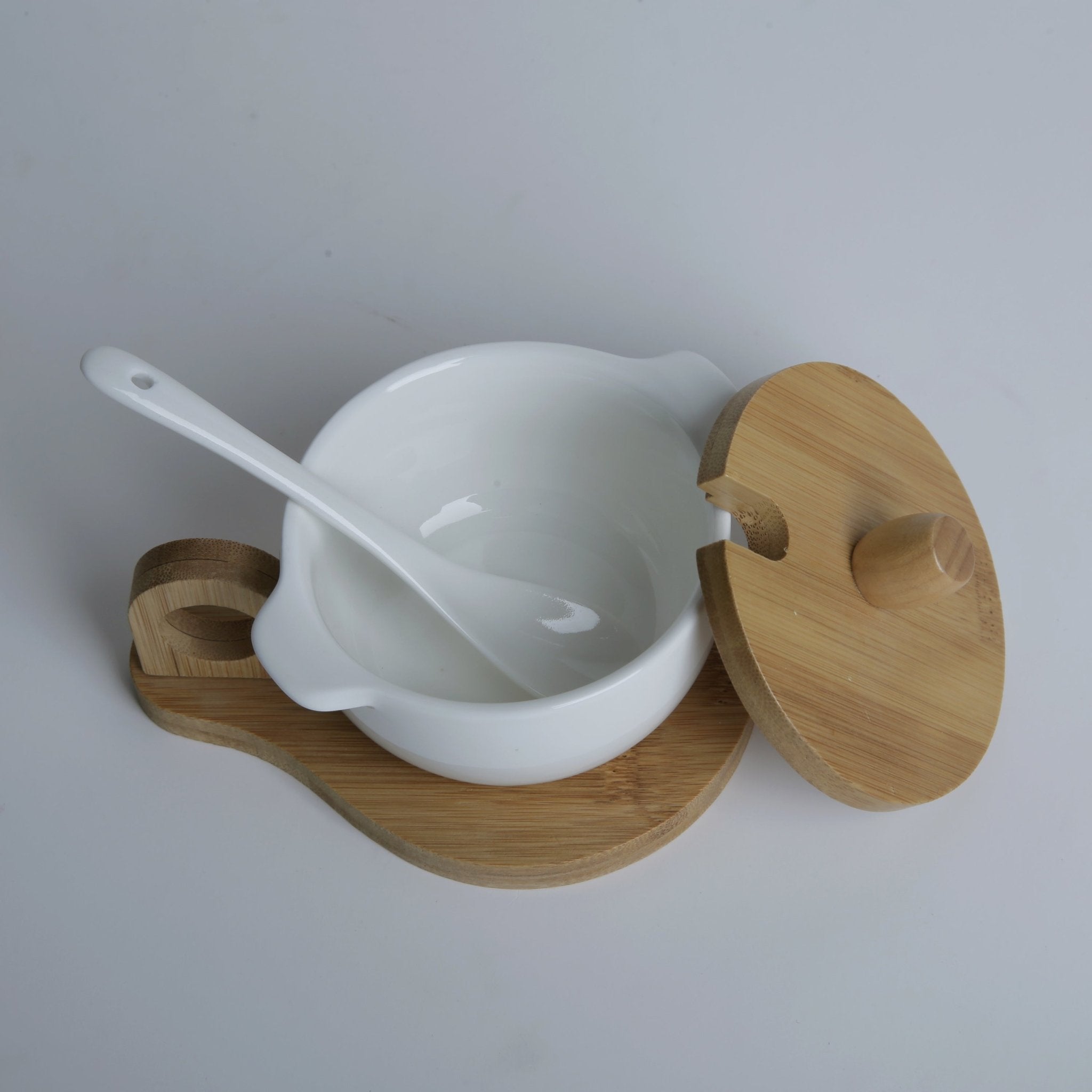Ceramic Sugar Pot With Wooden Lid & Spoon Needs Store