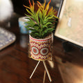 Colourful Pattern Flower Pot With Plant For Table top Desk Vanity Needs Store
