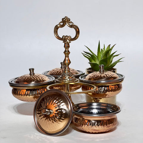 Copper Handi Condiments Set With Stand - Needs Store