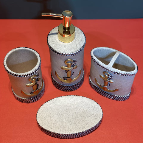 Creme&Gold Anchor Bathroom Set - Top View| Needs Store