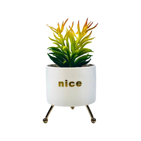 Cylindrical Pot Planter With Golden Stand - Needs Store