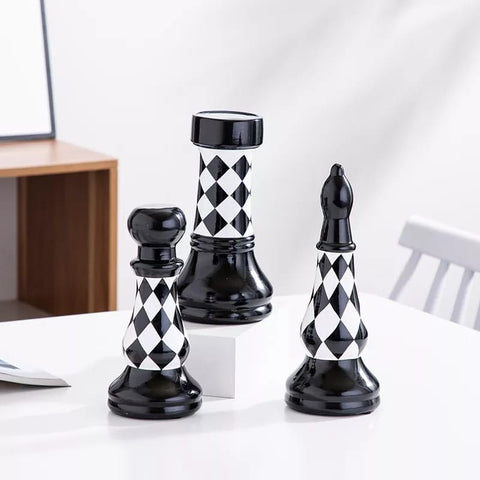 Decorative Chess Figurine For Home Décor | Black & White - Set of 06 - Needs Store