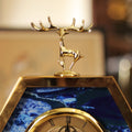 Deep Blue European Deer Top Hexagonal Table Clock | Home Décor - Needs Store