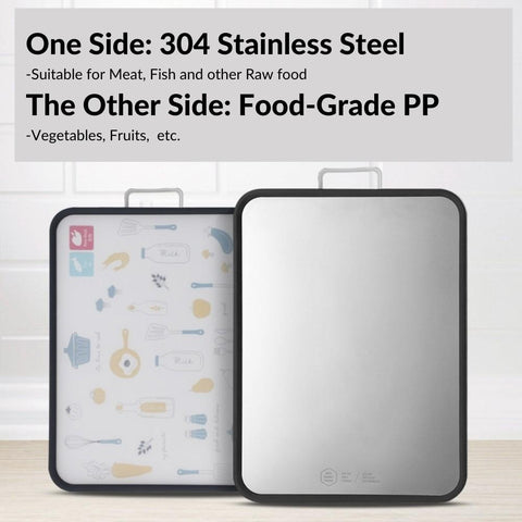 Double-Sided Stainless Steel Cutting Board for Kitchen, Juice Grooves with Easy-Grip Handles, Plastic Chopping Board for Kitchen - Needs Store