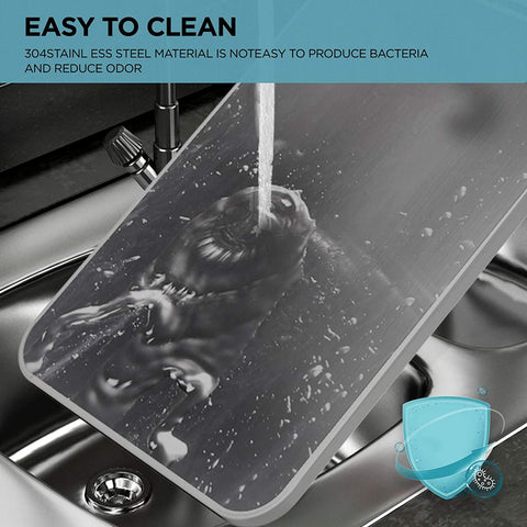 Double-Sided Stainless Steel Cutting Board for Kitchen, Juice Grooves with Easy-Grip Handles, Plastic Chopping Board for Kitchen - Needs Store