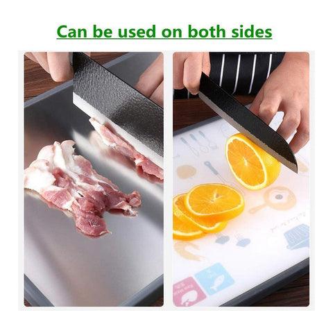 Double-Sided Stainless Steel Cutting Board for Kitchen, Juice Grooves with Easy-Grip Handles, Plastic Chopping Board for Kitchen - Needs Store