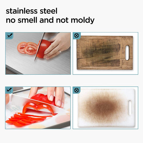 Double-Sided Stainless Steel Cutting Board for Kitchen, Juice Grooves with Easy-Grip Handles, Plastic Chopping Board for Kitchen - Needs Store