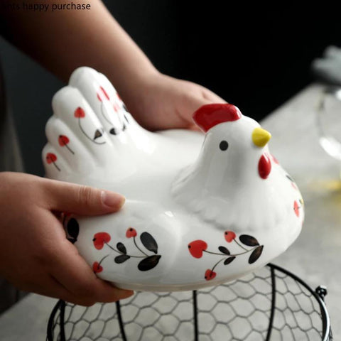 Eggs Basket with Ceramic Hen Lid - Needs Store