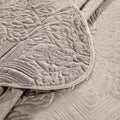 Embroidered Bedspread Set Satin Jacquard - Deep Khaki - Needs Store