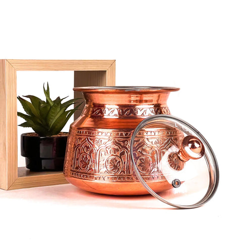 Engraved Copper Casserole with Glass Lid - Needs Store