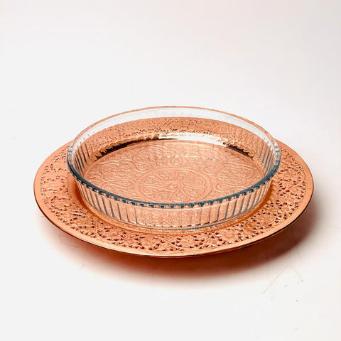 Engraved Copper Round Serving Platter - Needs Store