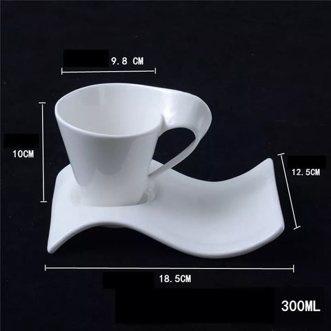 European Wavy Saucer Cup Set (6 Piece) White - Needs Store