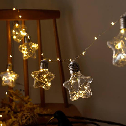 Fairy Lights Star Shaped With String | Flashing Lights | Decorative Lights - Needs Store