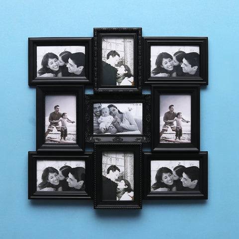 Family Pictures Frame Wall Hanging - Nine Photos - Black - Needs Store