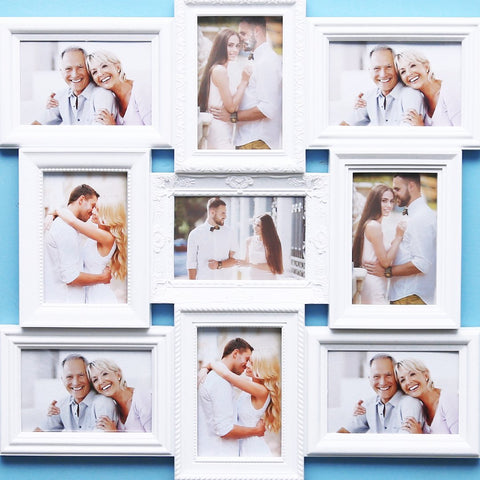 Family Pictures Frame Wall Hanging - Nine Photos - White - Needs Store