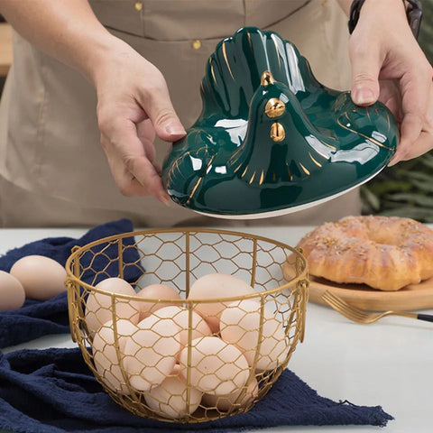 Farmhouse Style Kitchen Cute Eggs Storage Basket (Golden Basket) - Needs Store