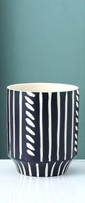 Geometric Pattern Black and White Ceramic Flower Pot - Needs Store