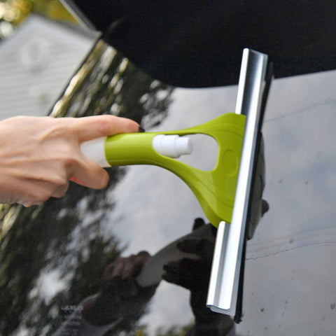 Glass Cleaning Wiper With Water Spray Spout For Car And Home Use - Lemon Green - Needs Store