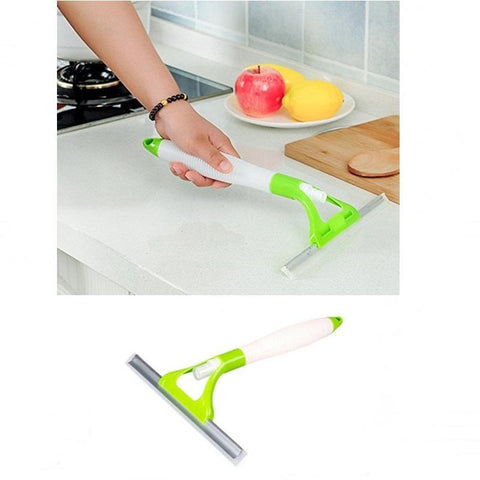 Glass Cleaning Wiper With Water Spray Spout For Car And Home Use - Lemon Green - Needs Store