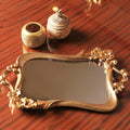 Gold Flower Rectangular Mirror Vanity Tray With Handles | Organizer Tray | Décor Tray - Needs Store