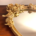 Gold Rose With Sparrows Oval Mirror Vanity Tray With Handles | Organizer Tray | Décor Tray - Needs Store