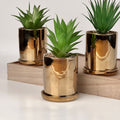 Golden Ceramic Planters Pot with Artificial Plants - Needs Store