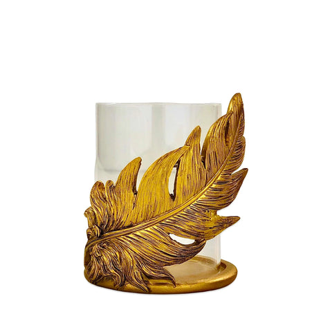 Golden Leaf Resin Jar Candle Holder - Needs Store