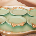 Green Tray With Set Of 6 Drink Coasters | Decorative Coffee Tea Tray Set | Coasters Set - Needs Store
