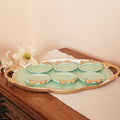 Green Tray With Set Of 6 Drink Coasters | Decorative Coffee Tea Tray Set | Coasters Set - Needs Store