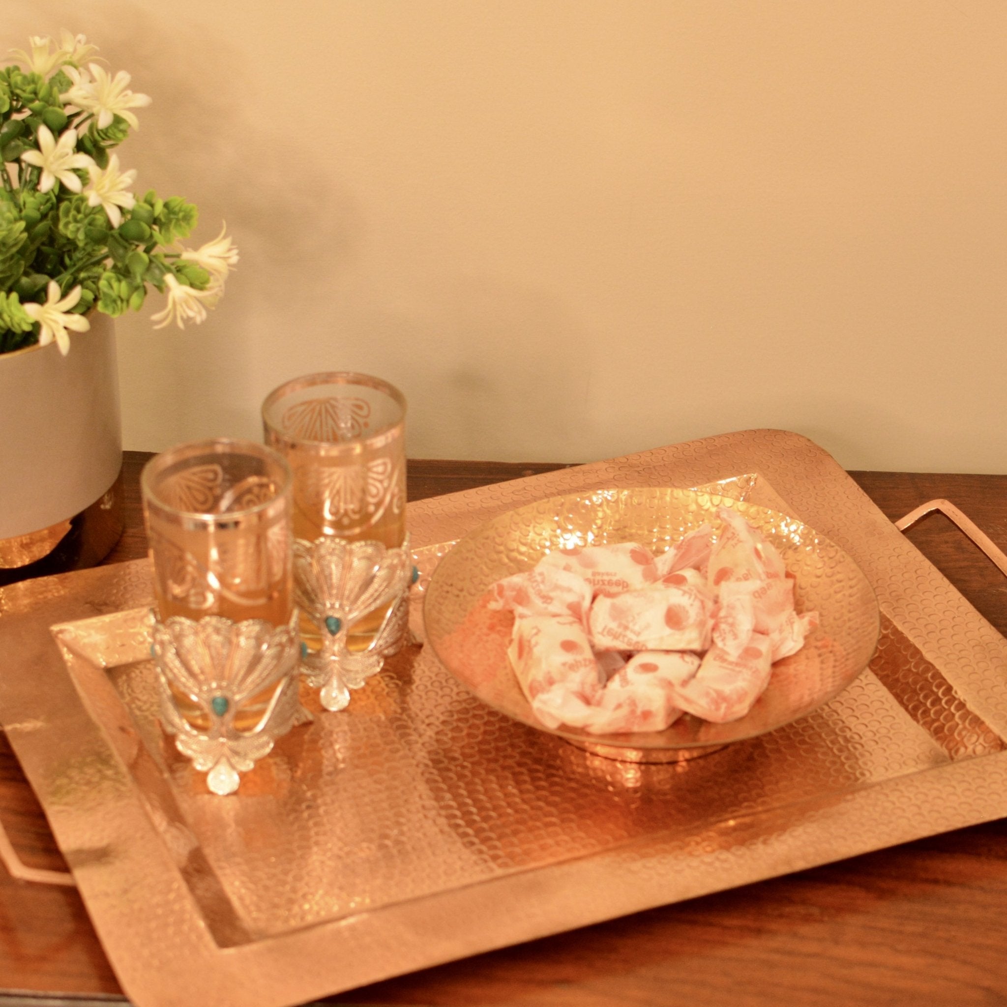 Copper Rectangular Tray Hammered Copper Tray | Copper Decor | Buy Now - @Needs Store