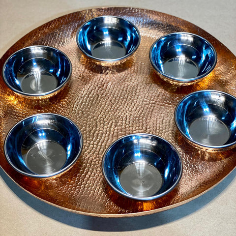 Hammered Traditional Design Copper Thali Set - Needs Store