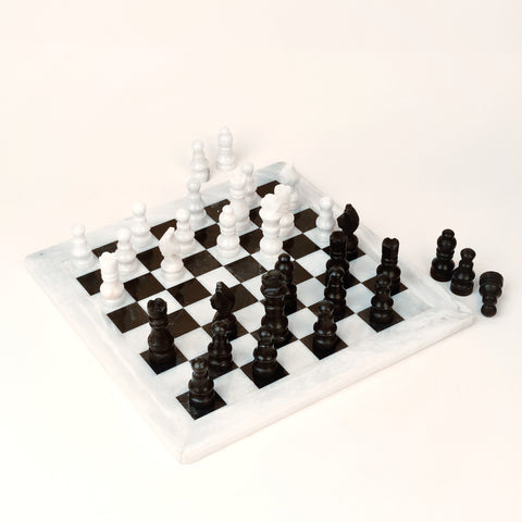 Handmade Marble Chess Set - White And Black - Needs Store