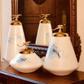 Himalayan White Porcelain Vases With Golden Lid | Center Piece | Home Decor - Needs Store