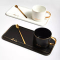 "His" Mug with Serving Dish and Spoon - Black and Gold - Needs Store