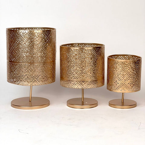Hurricane Candle Holder - Metal Candle Stand - Golden - Home Décor - Needs Store