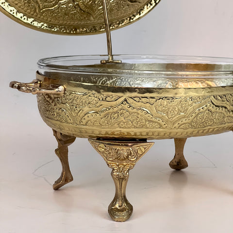 Engraved Brass Buffet Dish