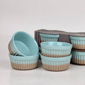 Danny Home Porcelain Ramekins - Set of 04 - Blue & Caramel