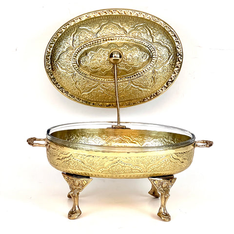 Engraved Brass Buffet Dish