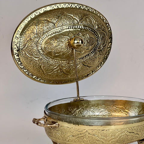 Engraved Brass Buffet Dish
