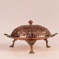 Engraved Dome Copper Serving Platter With Stand
