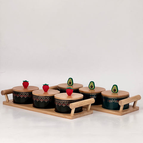 Snacks Candy Serving bowls with wooden tray
