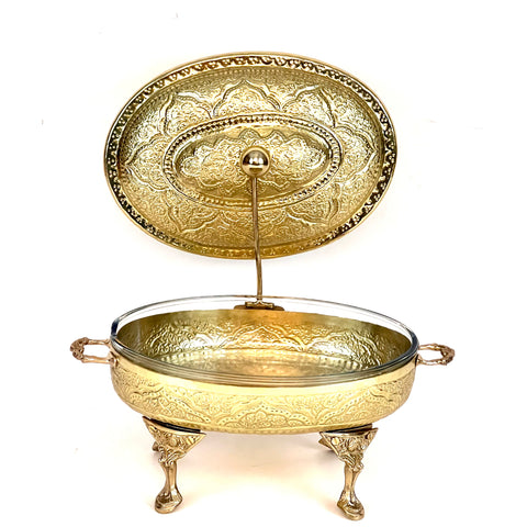 Engraved Brass Buffet Dish