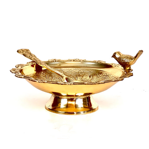 Brass Platter with Spoon