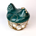 Eggs Basket with Hen Lid - Golden Spiral Basket
