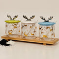 Reindeer 3pcs Spice Jar Set - Storage Containers - Container Jars with Lid