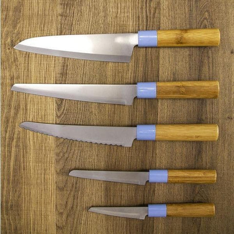 J&T Bamboo Handle Stainless Steel  Knives Set Blue (SK-1443) - Needs Store
