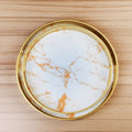 Marble Design Round Décor, Serving & Vanity Tray | Set of 2 ( White & Gold ) - Needs Store
