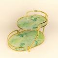 Marble Look Green Double Layer Oval Shape Tray - Needs Store