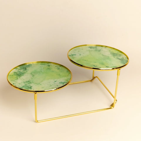 Marble Look Green Double Layer Round Shape Tray - Needs Store